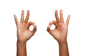 woman hands showing ok sign