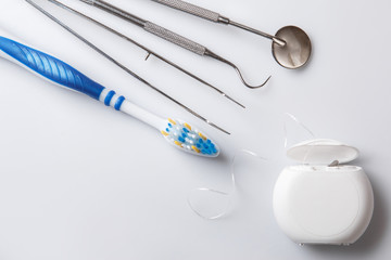 Fototapeta na wymiar Different tools for dental care