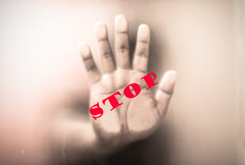 vintage of man showing stop 