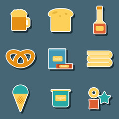 Set of flat colorful stickers with allergic gluten products