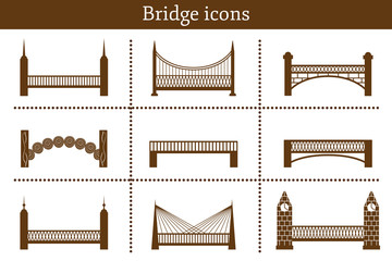 Set of simple modern bridge icons