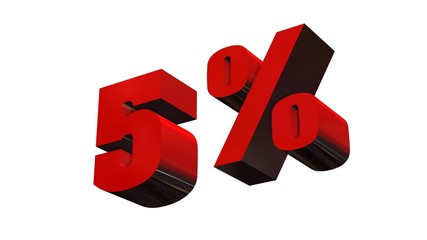 5% lettering isolated on white background