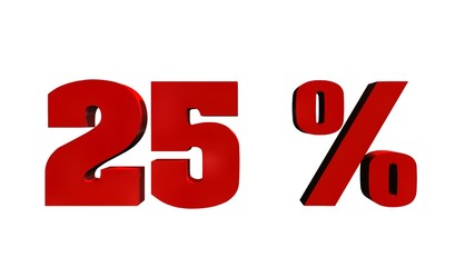 25% lettering isolated on white background