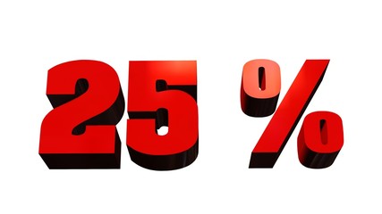 25% lettering isolated on white background