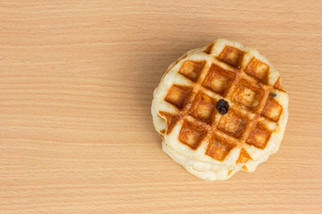 Morning breakfast with raisin waffle 