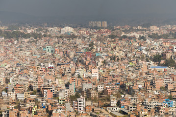 View of Kathmandu city from Swayambhunath temple in Kathmandu valley, Nepal.