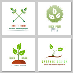 Collection Of Templates With Green Leaves For Firm Identity