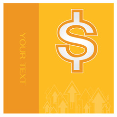Business background orange money dollar vector arrow