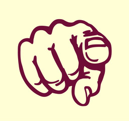 I want you! vintage pointing finger vector illustration, design element