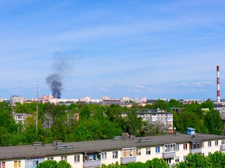 Factory chimneys.