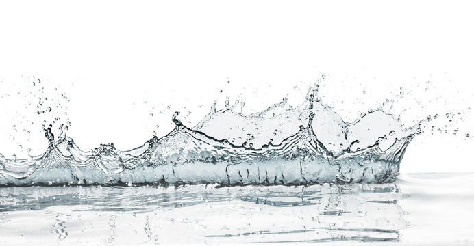 crown shaped water splash in natural color, isolated