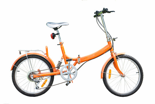 Fototapeta orange folding bicycles on white background