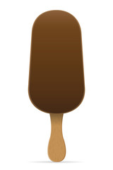 ice cream with chocolate glaze on stick vector illustration