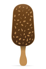 ice cream with chocolate glaze on stick vector illustration