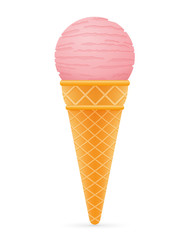 ice cream ball in waffle cone vector illustration
