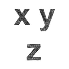 Sketch font design set - lowercase letters x, y, z