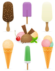 set icons various ice cream vector illustration isolated on white background