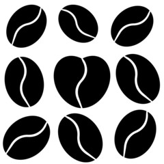 Favorite coffee bean in shape of heart in monochromatic style