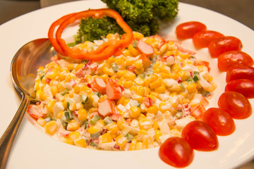 Homemade organic fresh corn salad.