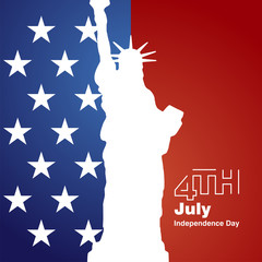 Liberty 4th July stars white logo blue red background