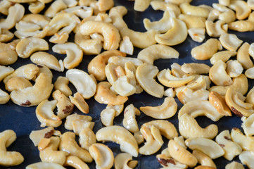 Raw cashews close-up