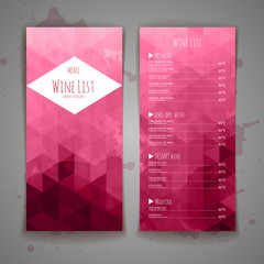 Set of Abstract triangle wine menu background