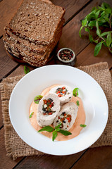 Chicken rolls stuffed with vegetables in the Greek style