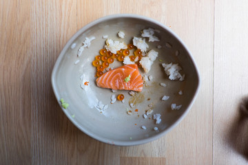 Salmon sashimi and salmon roe