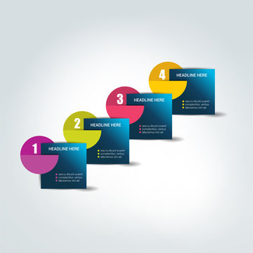 Four steps template. Numbered chart. Infographic element.