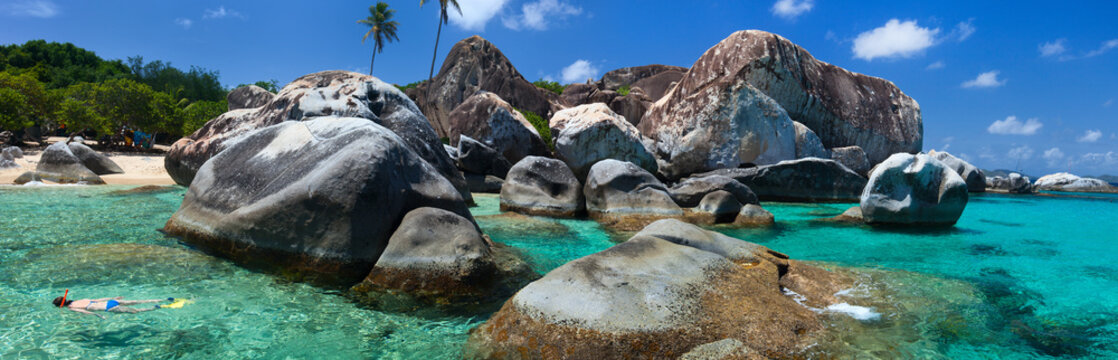 Woman snorkeling at tropical water