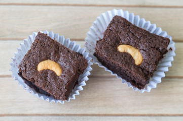 chocolate brownie and cashew cupcake, fresh homemade