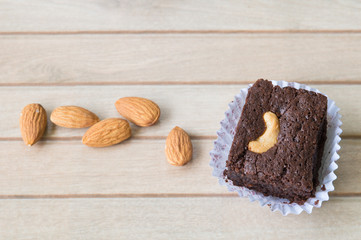 chocolate brownie and cashew cupcake, fresh homemade