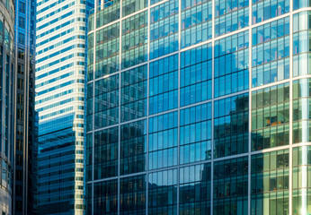 Fototapeta na wymiar Office building and reflection in London, England, background