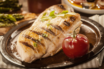 Healthy low fat grilled chicken breasts