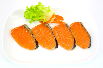 isolated slice of salmon