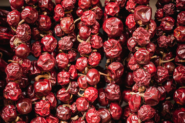 Fototapeta na wymiar Dried chilies sold at market