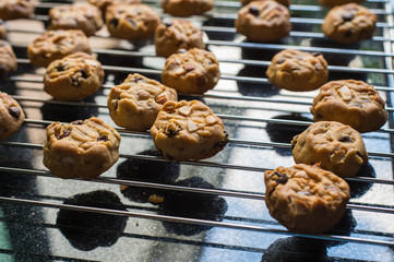 Selective focus with shallow depth of field on home made cookies