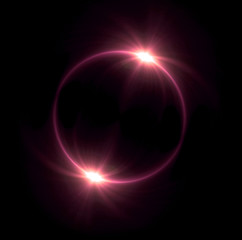 red Solar eclipse in space concept with ring flare