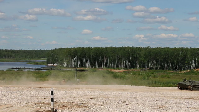 Russian armored vehicles going to the polygon