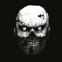 zombie head. hand drawn. vector eps8