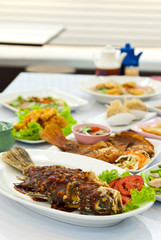 Fried snapper with chili sauce