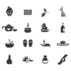 Spa and massage icons of silhouettes - obrazy, fototapety, plakaty