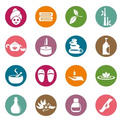 Colored spa and massage icons  - obrazy, fototapety, plakaty
