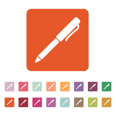 The pen and ballpoint icon. Writing symbol. Flat
