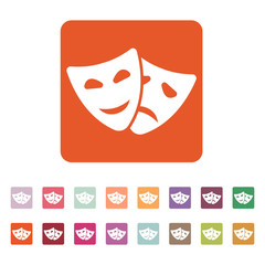 The theater and  mask icon. Drama, comedy, tragedy symbol. Flat
