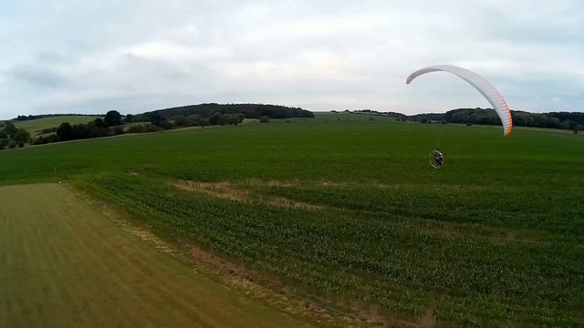 powered para glider by drone view
