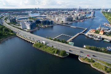 Fototapeta na wymiar Aerial view of Sjaellandsbroen, Denmark