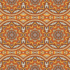 Naklejka premium Ethnic floral seamless pattern