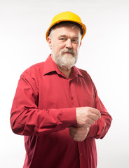 man architect with helmet isolated on white