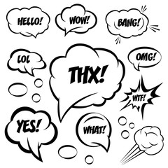 A set of comic bubbles and elements